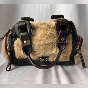 Tous brown leather faux fur purse bag